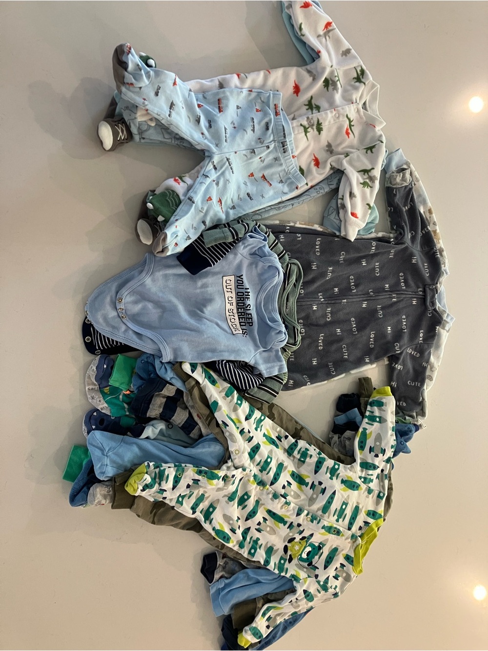 Baby Boys Mixed PJs, Sleep Sacks and Onzies Clothing Bundle